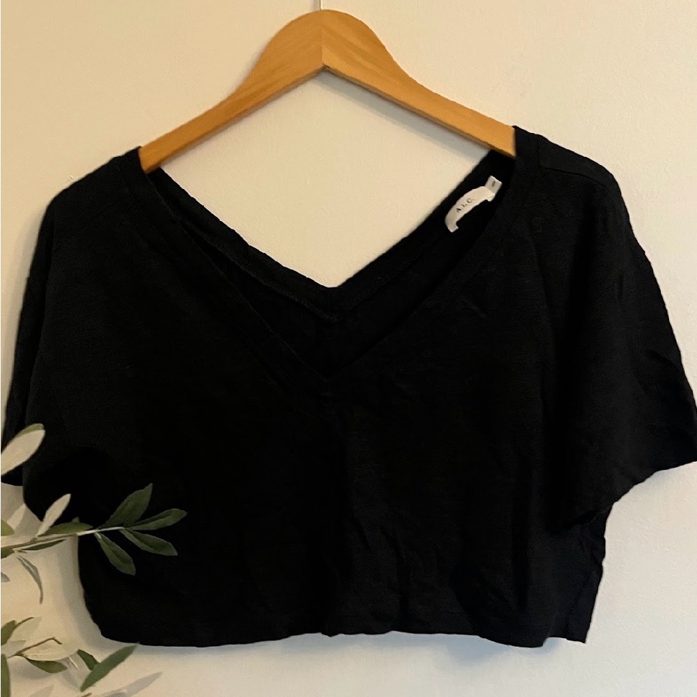 A.L.C. Black V-Neck Crop Top